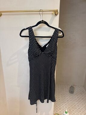 Princess Polly Black and White Polka Dot V-Neck Dress